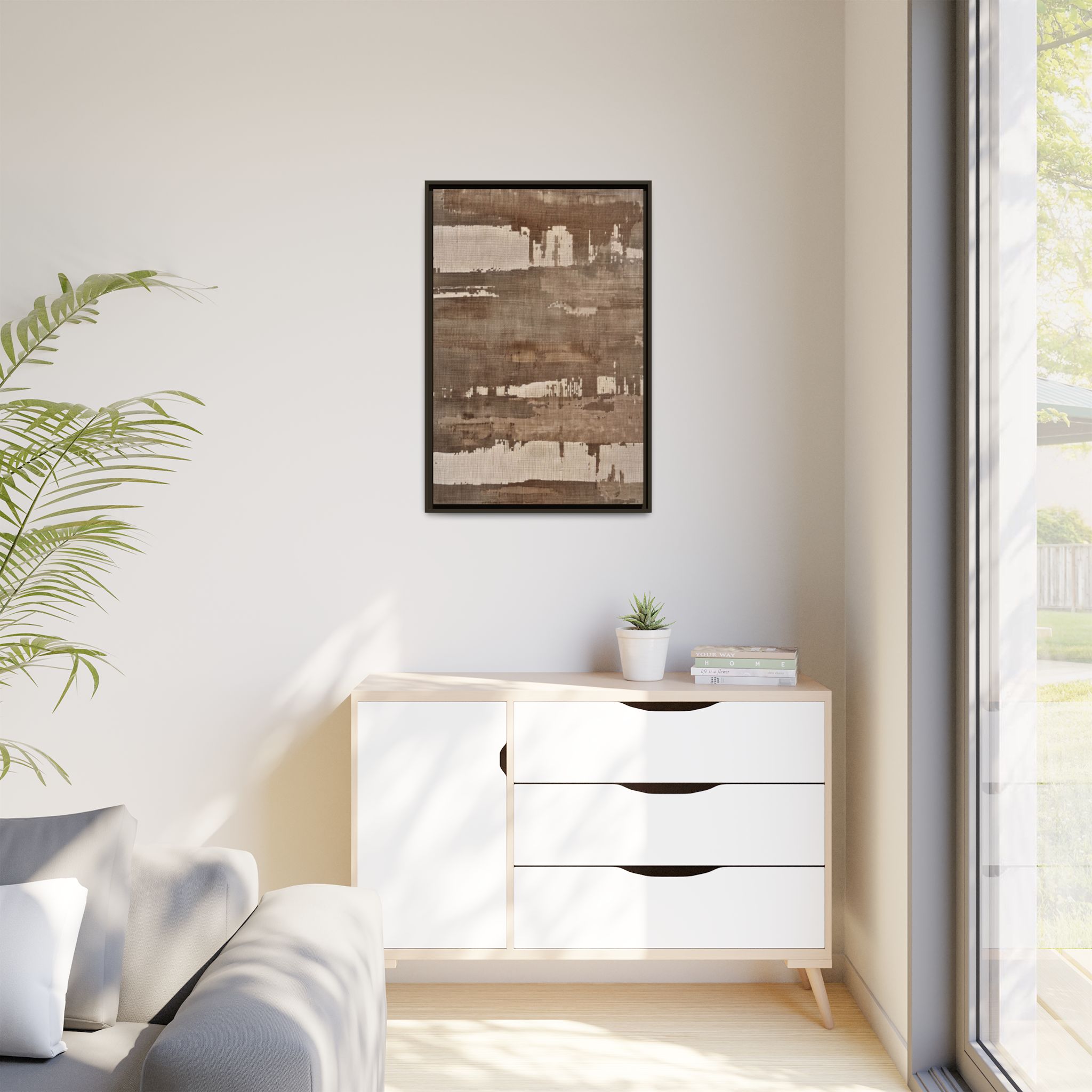 Weathered Taupe Framed Canvas Wall Art - Image 11
