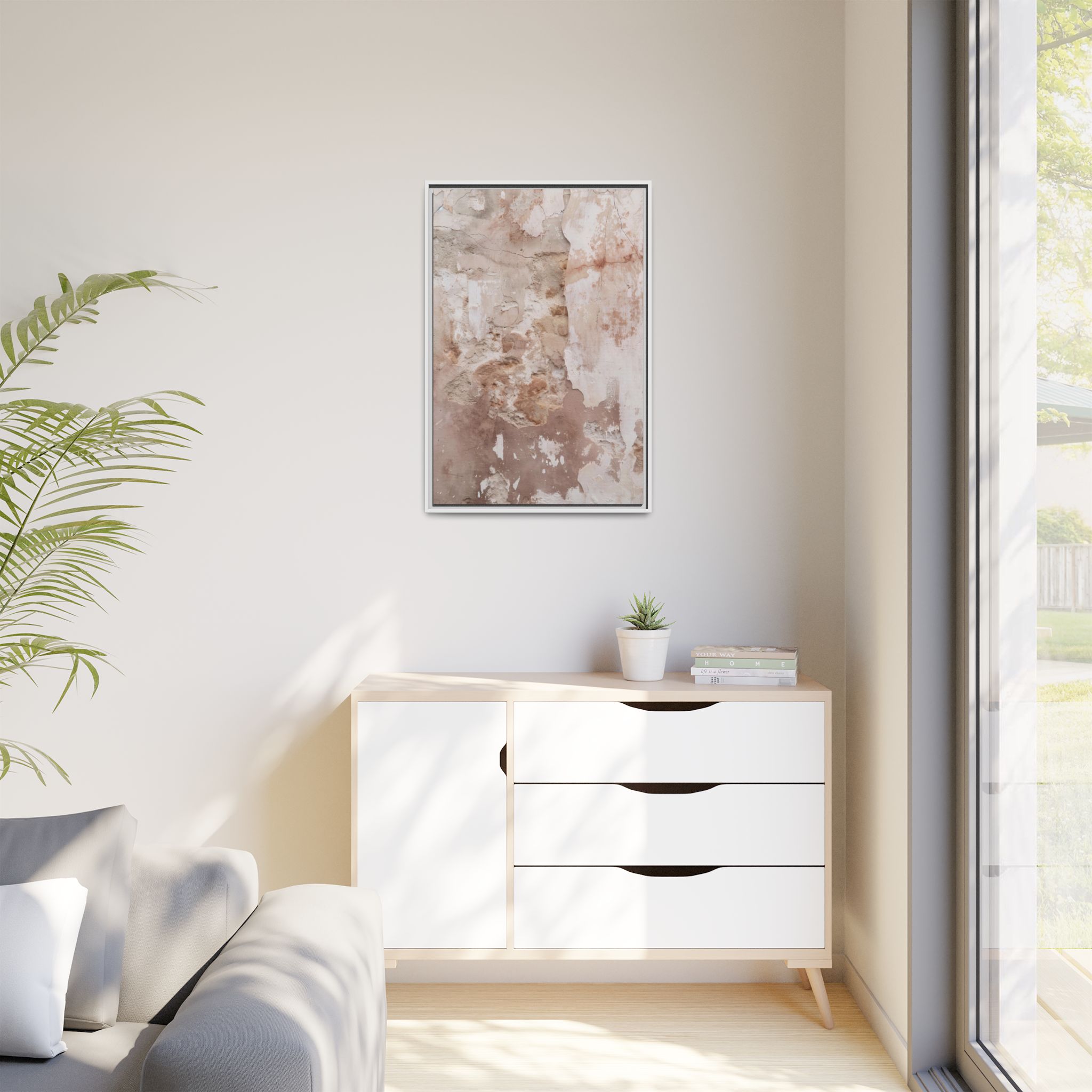 Blush Plaster Framed Canvas Wall Art - Image 23