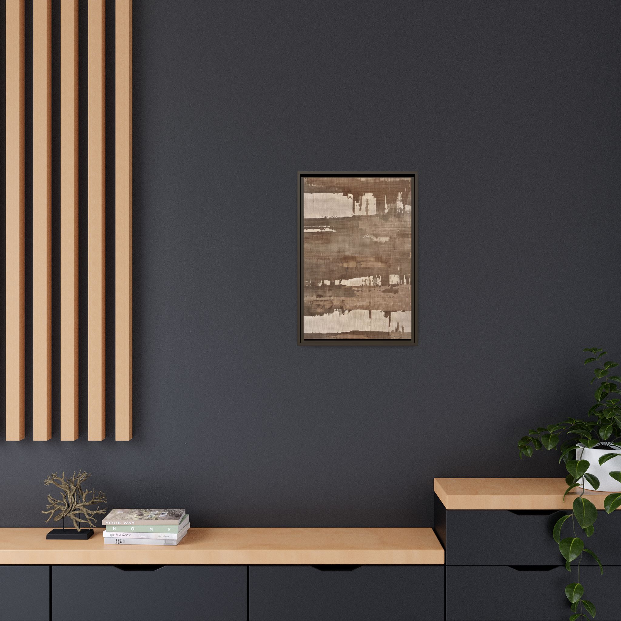 Weathered Taupe Framed Canvas Wall Art - Image 8