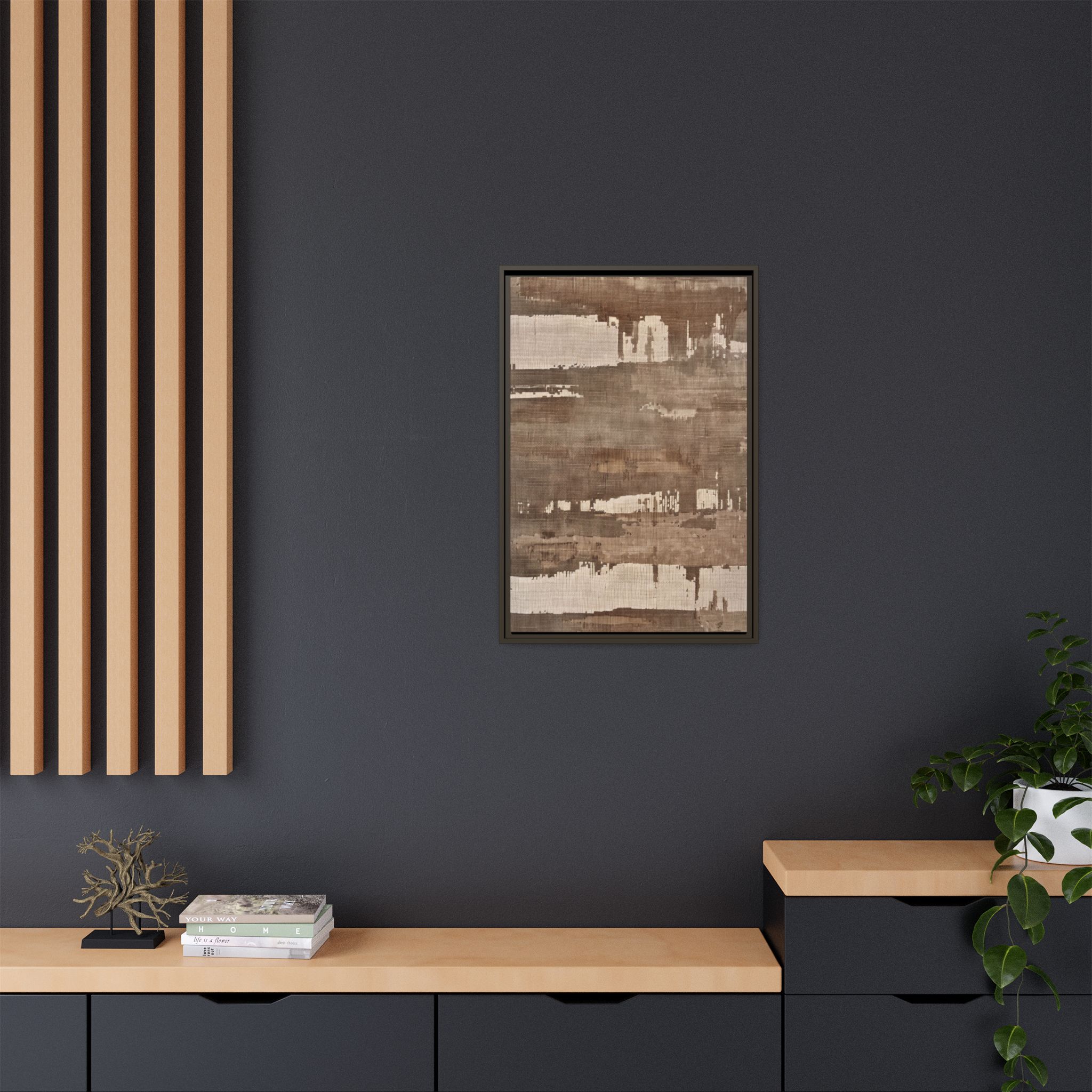 Weathered Taupe Framed Canvas Wall Art - Image 4