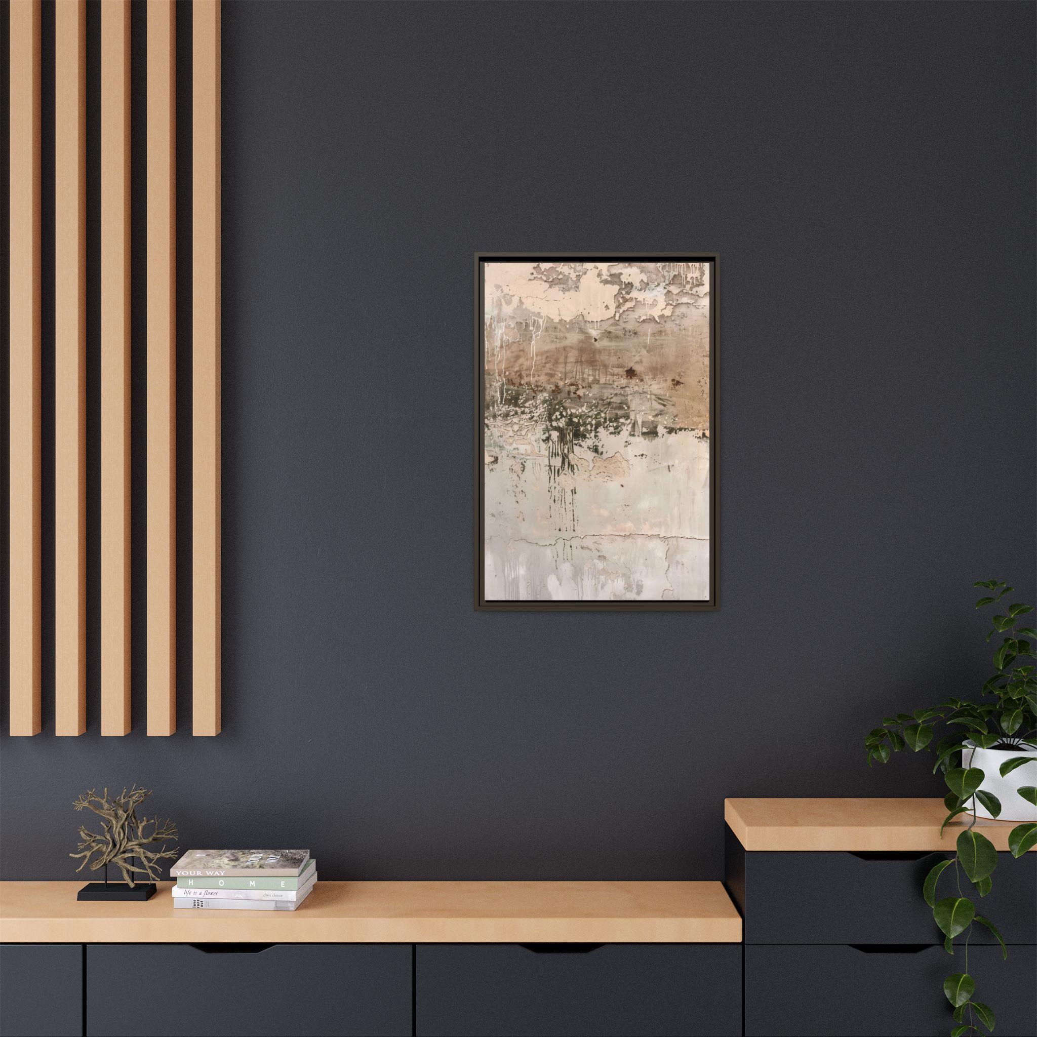 Aged Plaster Framed Canvas Wall Art - Image 20