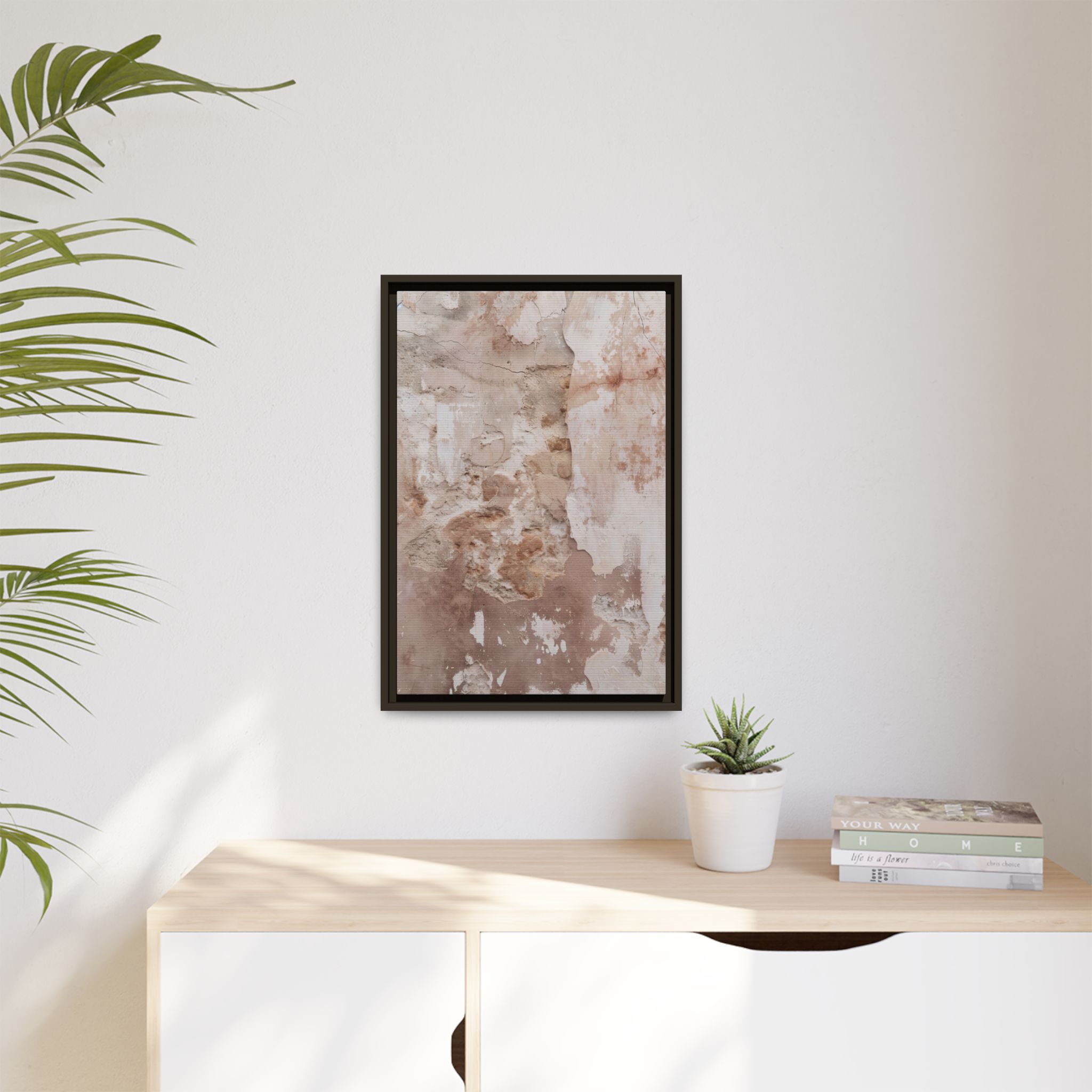 Blush Plaster Framed Canvas Wall Art - Image 11