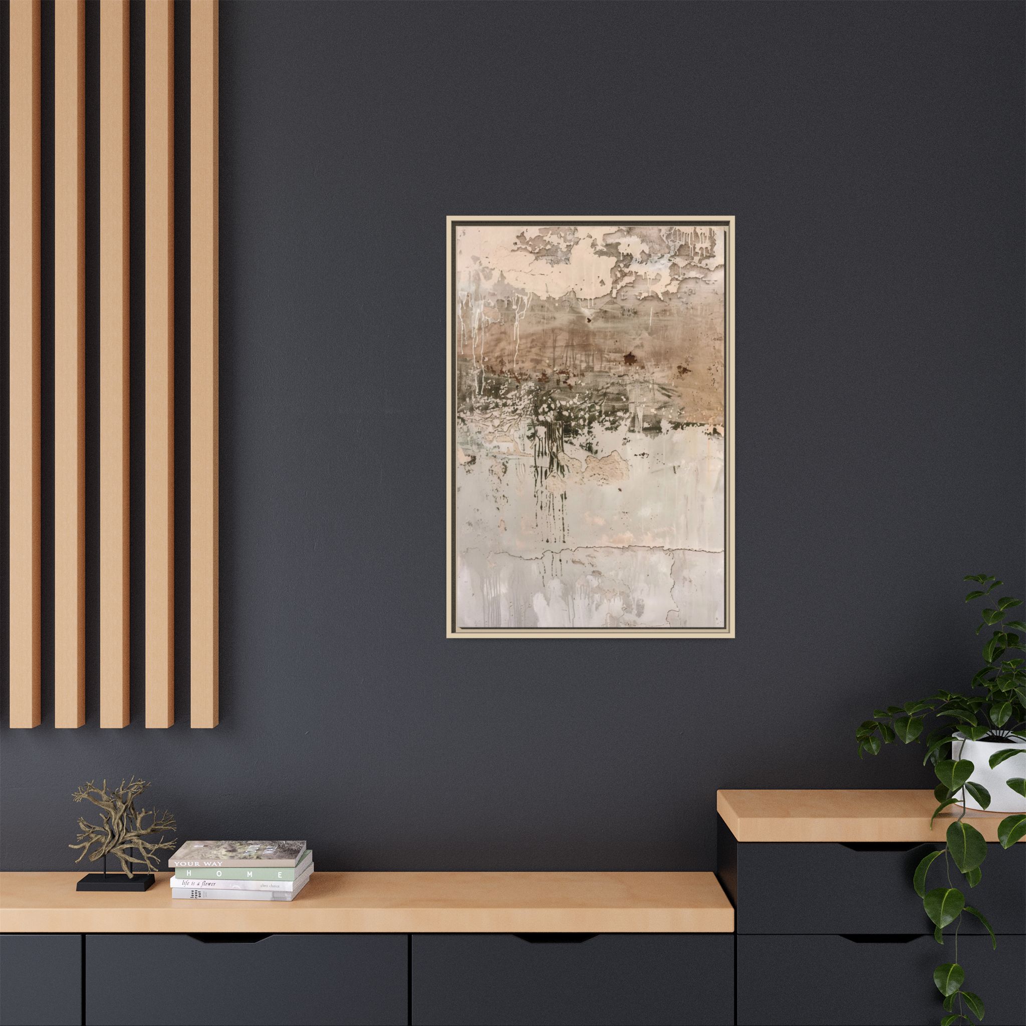 Aged Plaster Framed Canvas Wall Art - Image 40