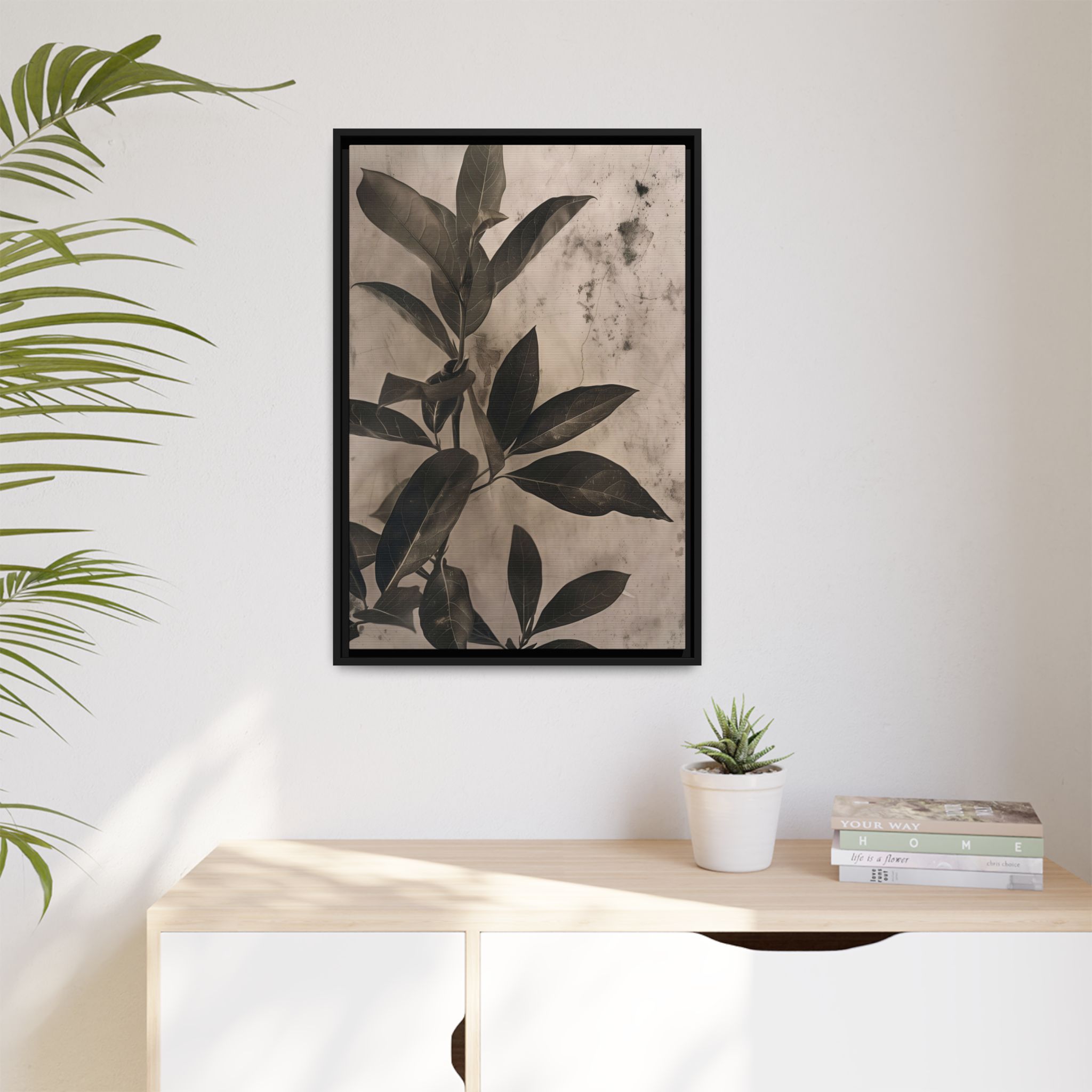 Shadow Leaf Framed Canvas Wall Art - Image 3