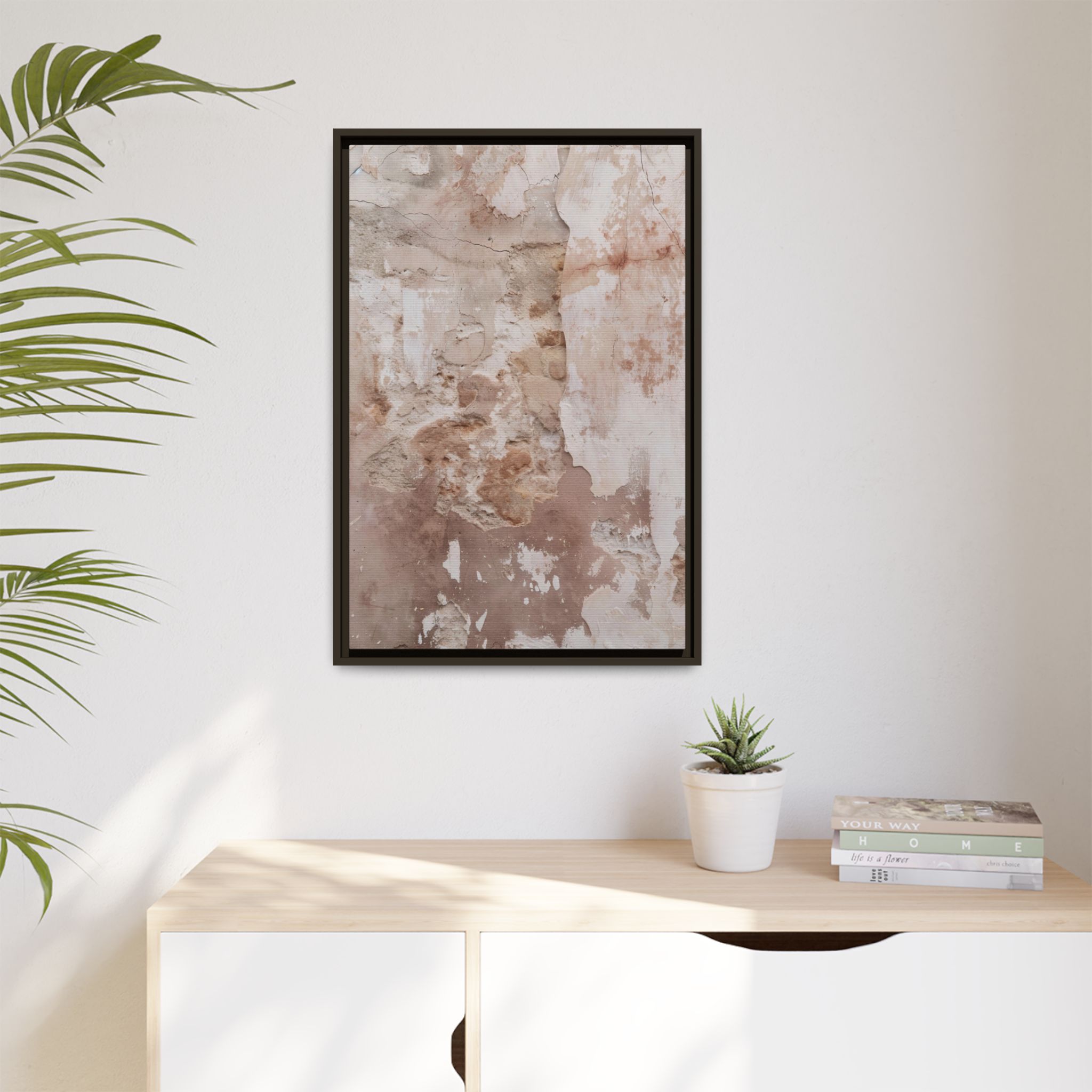 Blush Plaster Framed Canvas Wall Art - Image 7