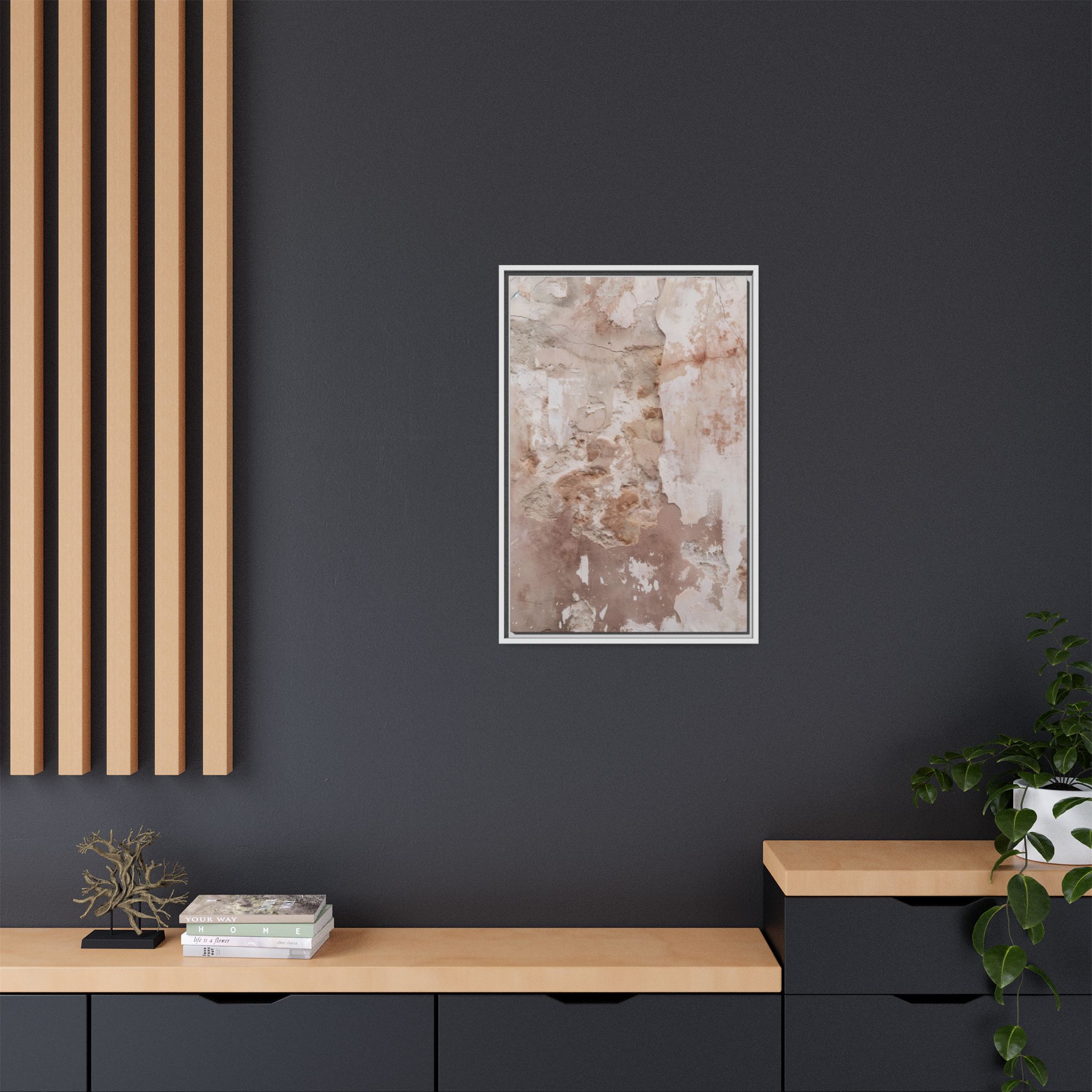 Blush Plaster Framed Canvas Wall Art - Image 4