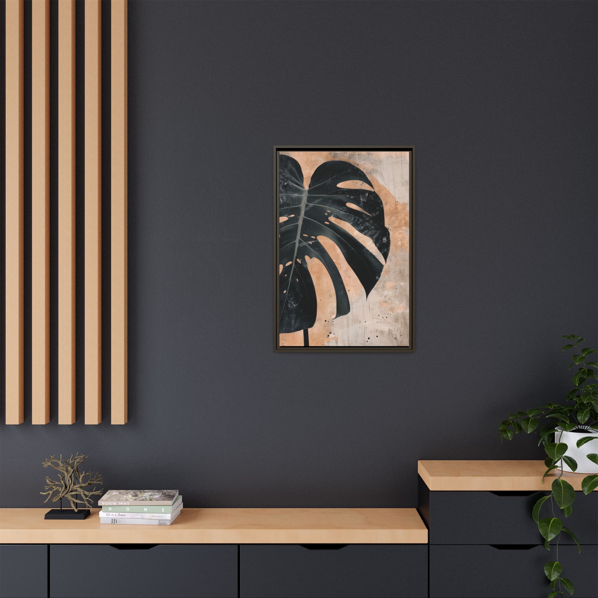 Split Leaf Framed Canvas Wall Art - Image 8