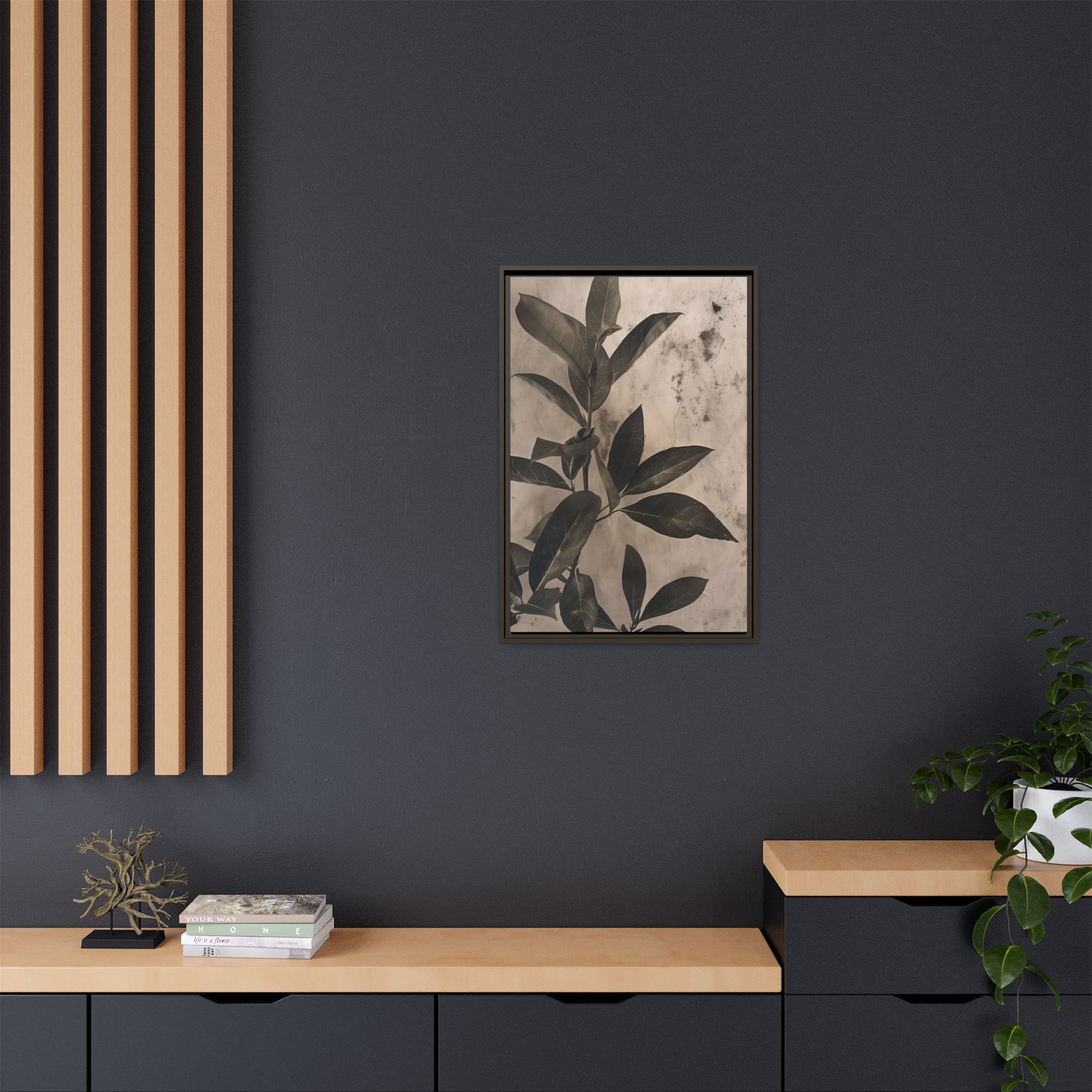 Shadow Leaf Framed Canvas Wall Art - Image 8