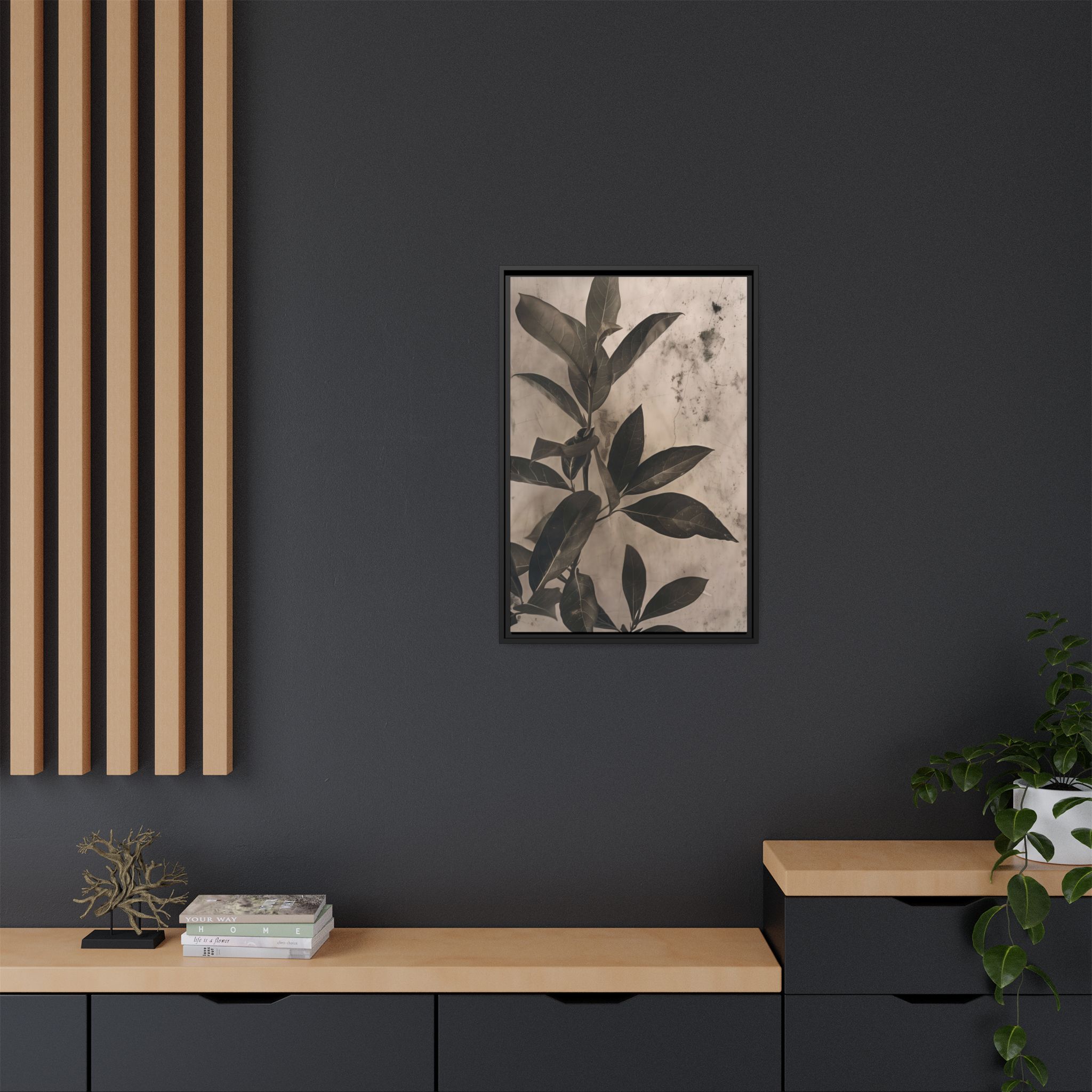 Shadow Leaf Framed Canvas Wall Art - Image 4