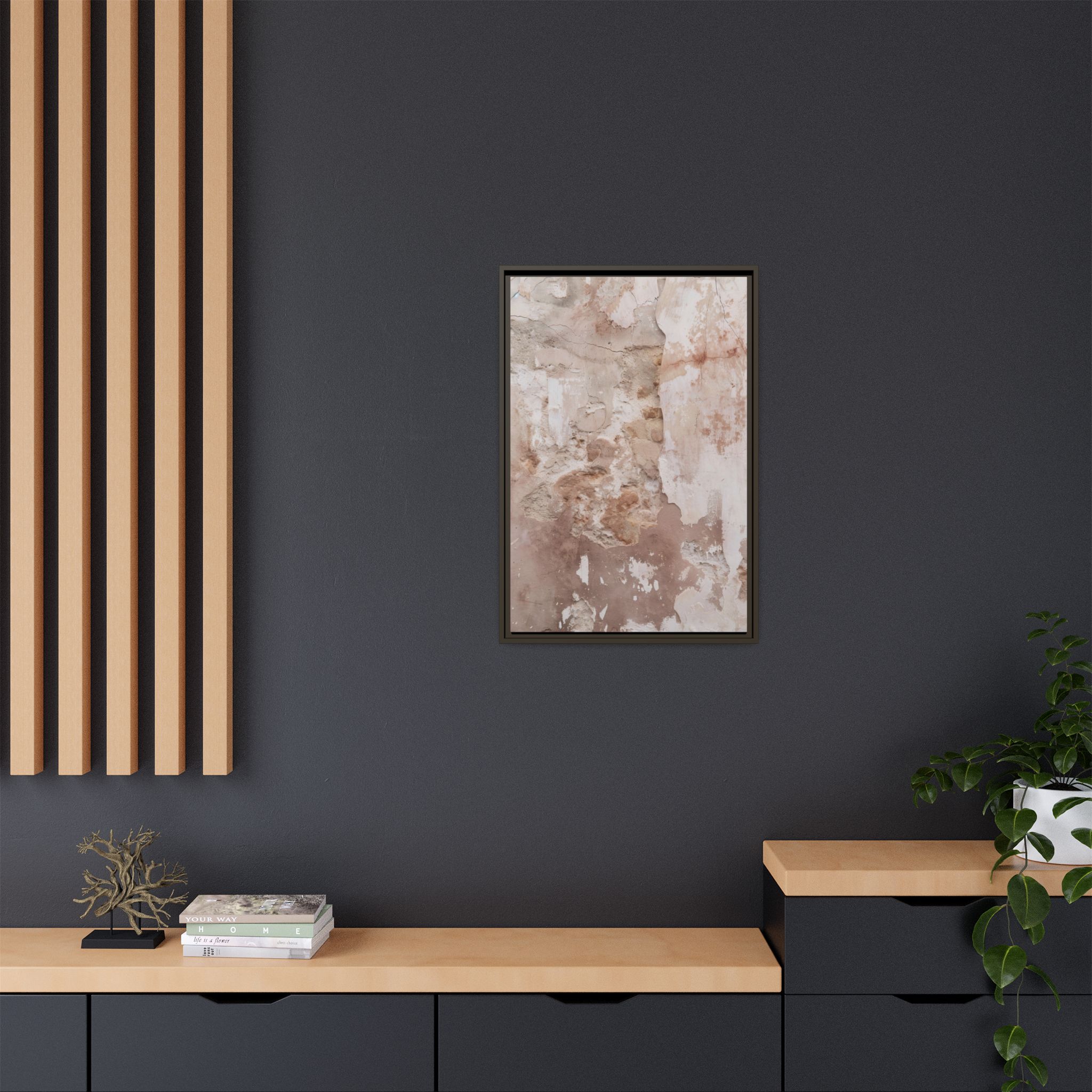 Blush Plaster Framed Canvas Wall Art - Image 8