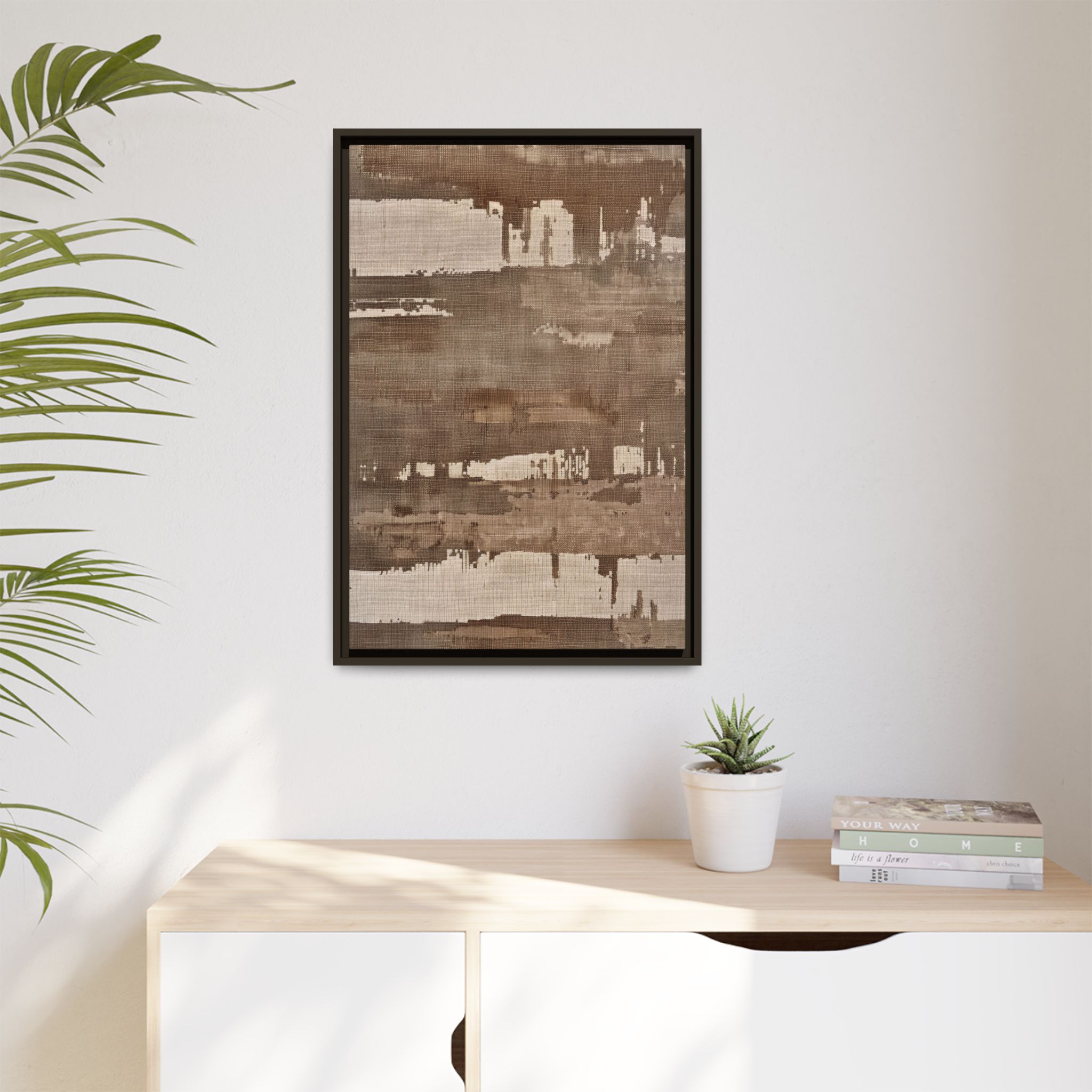 Weathered Taupe Framed Canvas Wall Art - Image 3