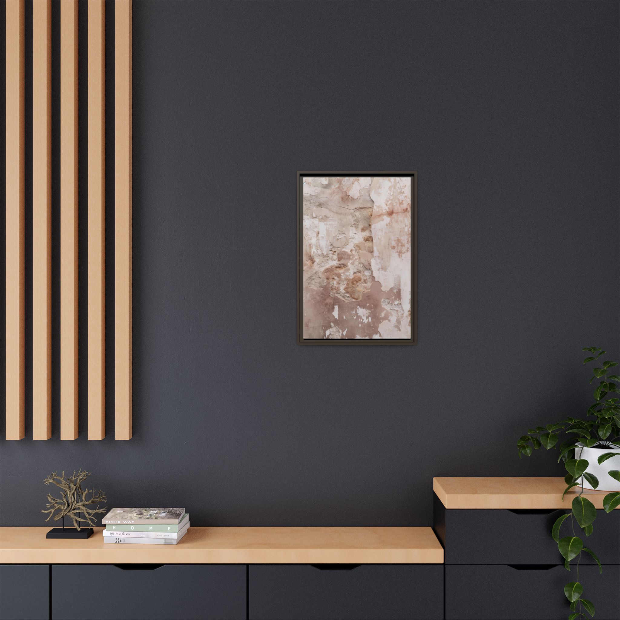 Blush Plaster Framed Canvas Wall Art - Image 12