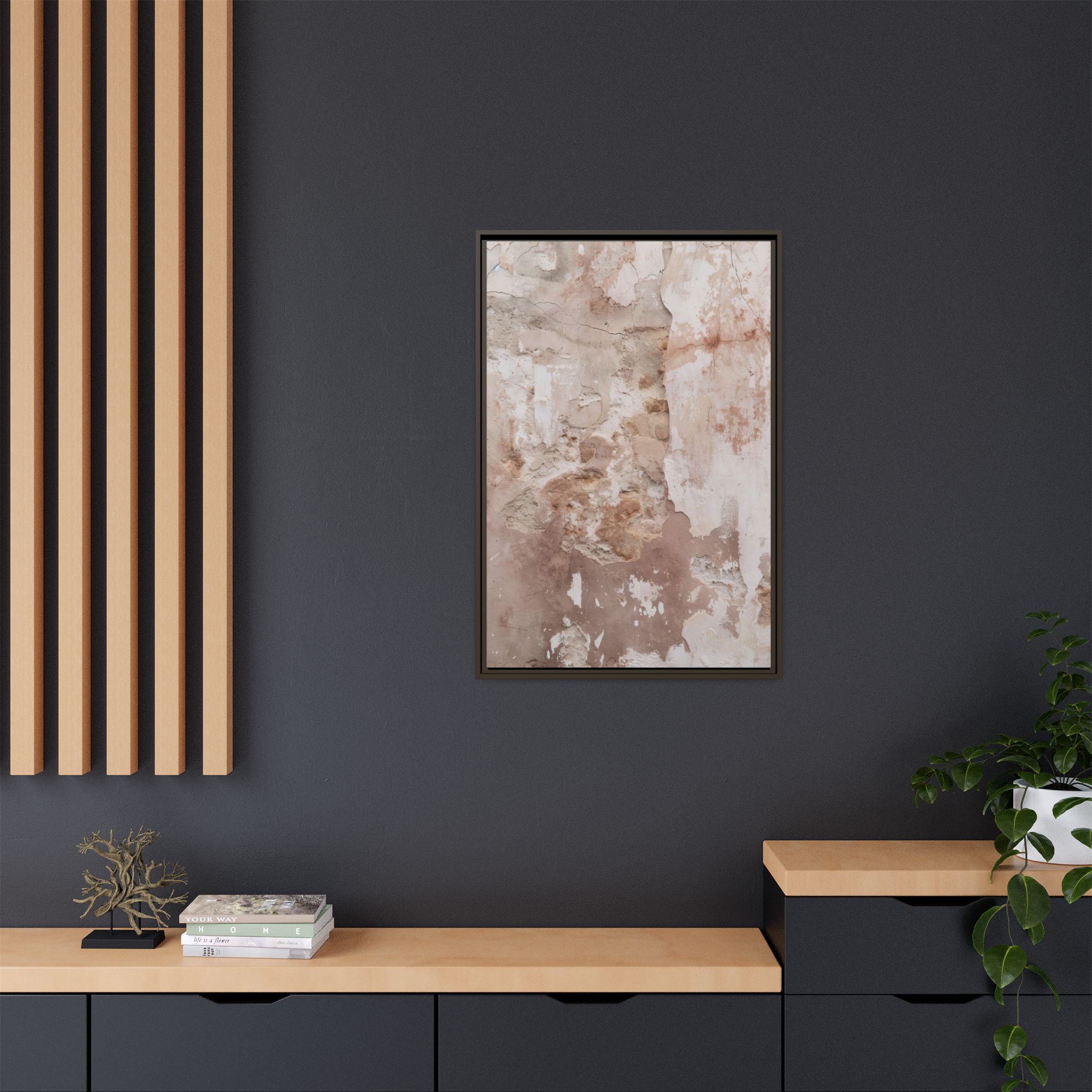 Blush Plaster Framed Canvas Wall Art - Image 20