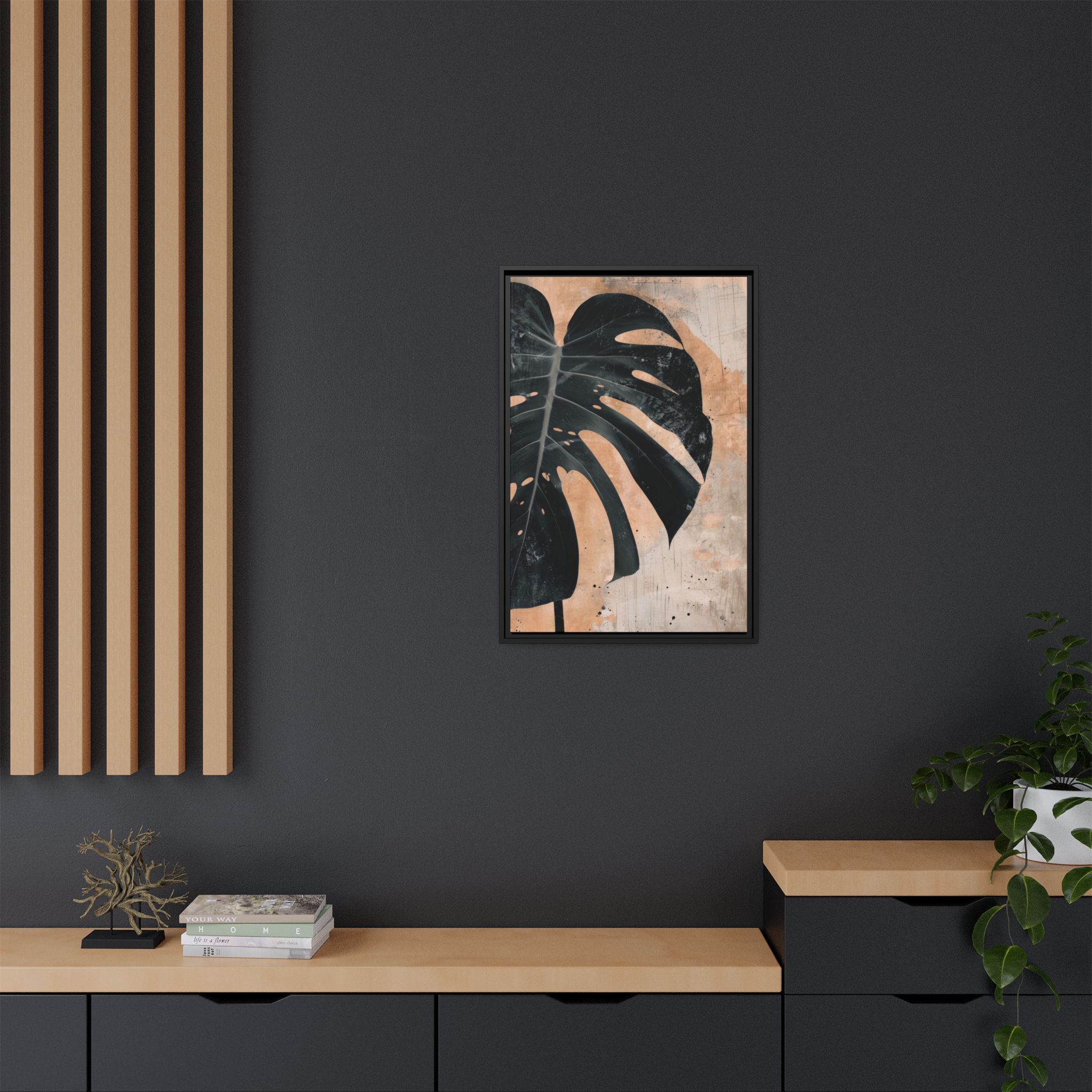 Split Leaf Framed Canvas Wall Art - Image 4