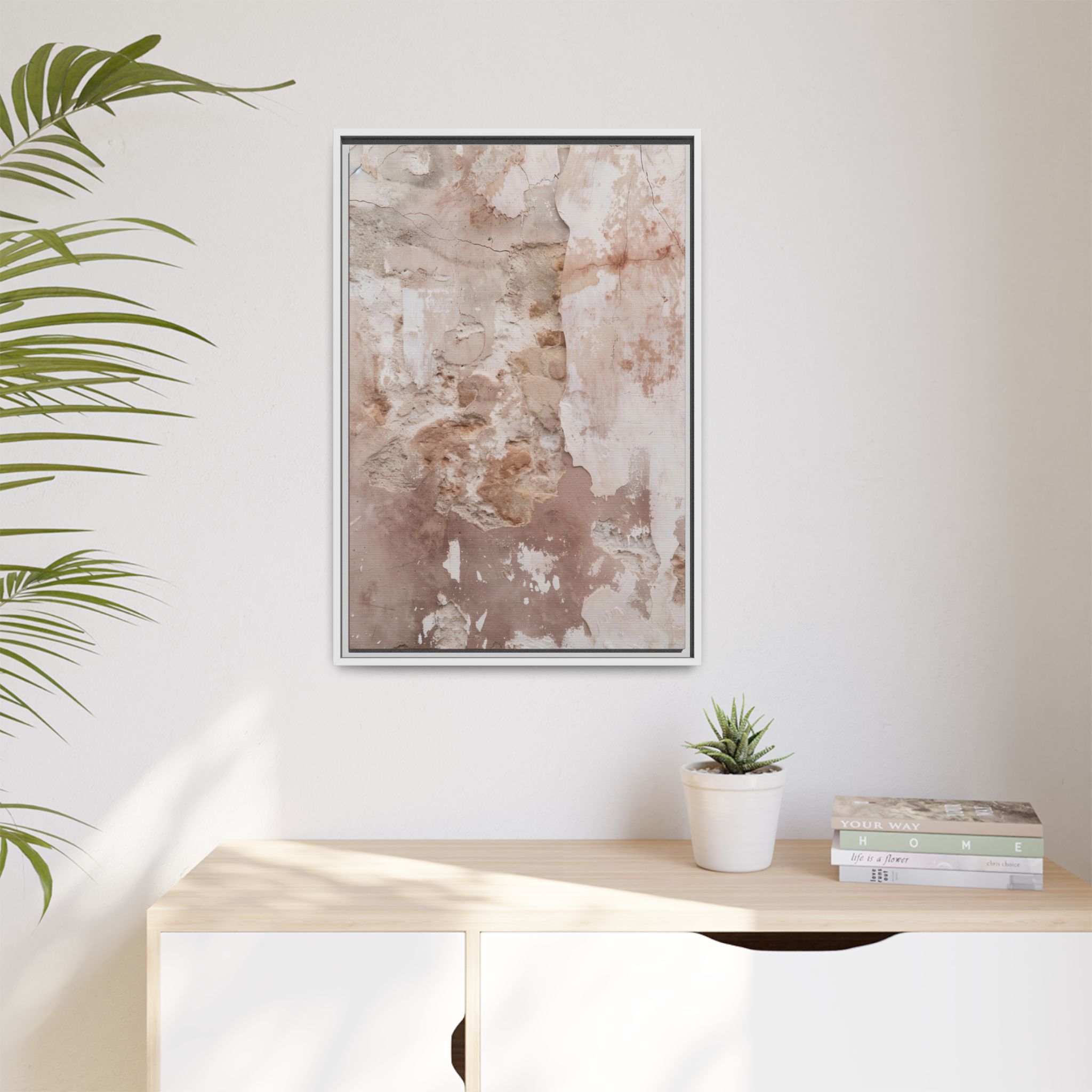 Blush Plaster Framed Canvas Wall Art - Image 3