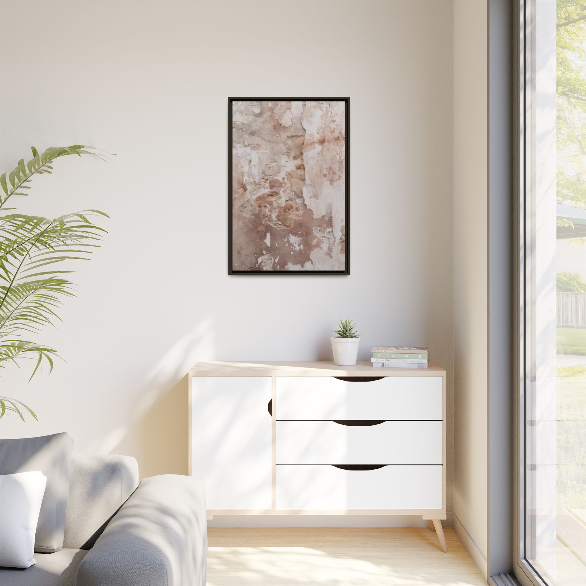Blush Plaster Framed Canvas Wall Art - Image 19